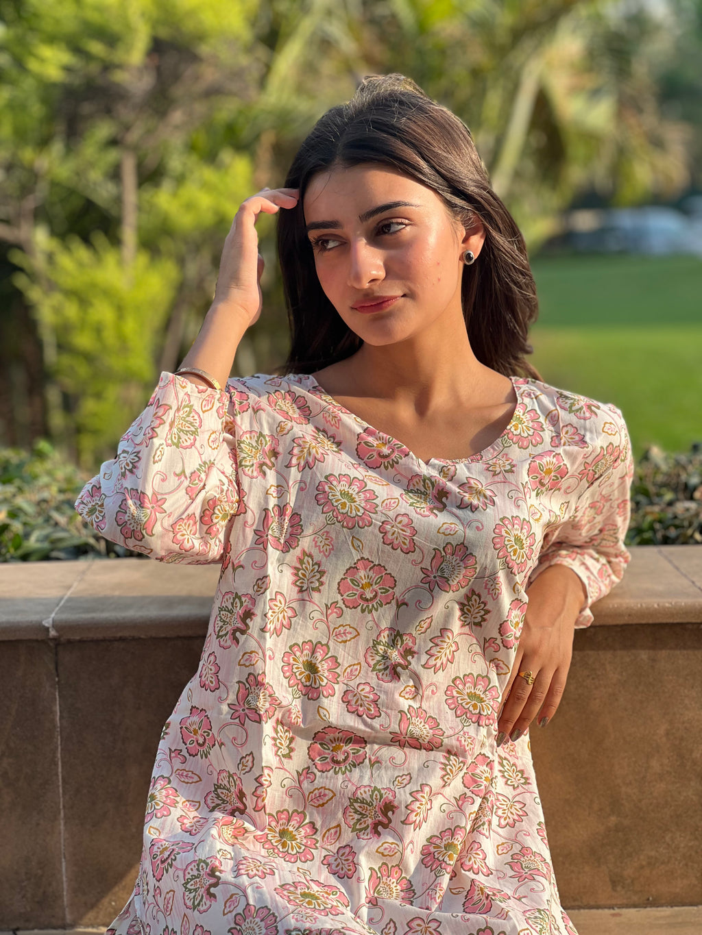 Desert Rose Pink & White - Co-ord Set - Woman Cotton Night & Day Wear.
